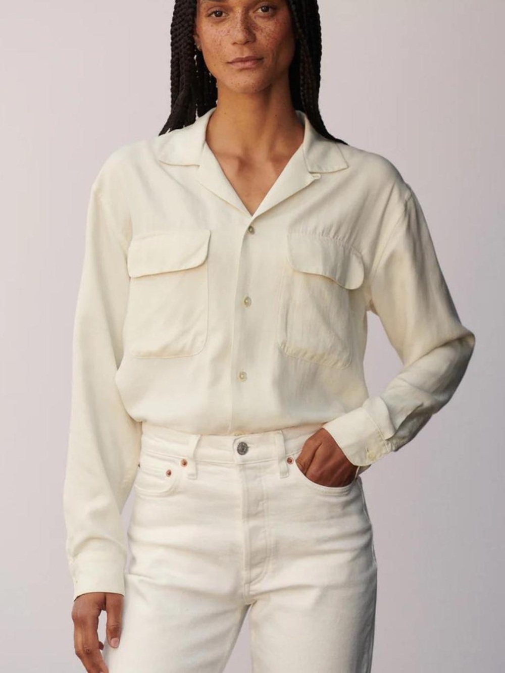 NWOT Buck Mason silken natural twill studio button down top